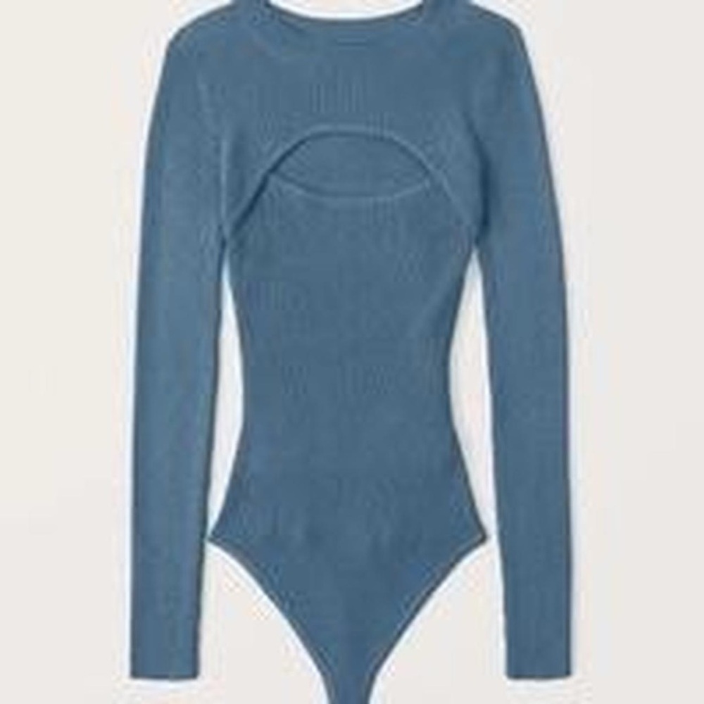 Abercrombie & Fitch Ribbed Sweater Knit Cutout Long Sleeve Bodysuit
